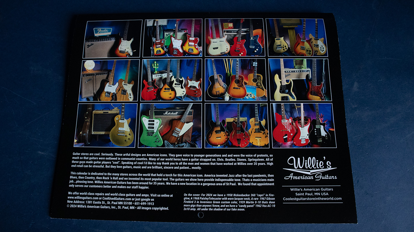2024 Willie's Guitars Vintage Guitar Calendar Willie's Guitars